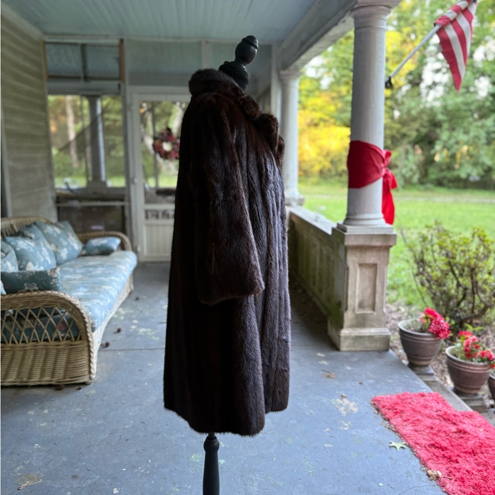 Classic Brown Full-Length Fur Coat (chocolate mink) - Picture 15 of 16